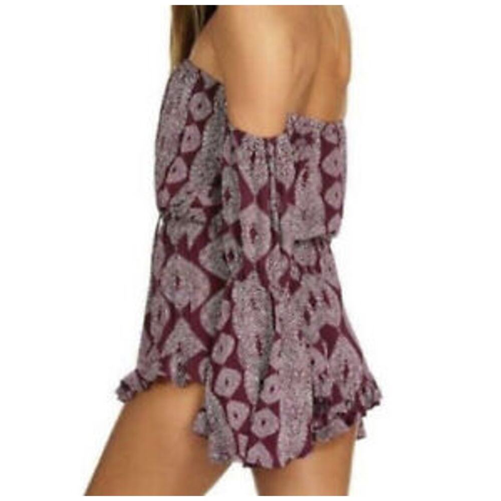 Radio Fiji Maroon Sokally Off the Shoulder Romper/ Beach Cover Up - Picture 6 of 12